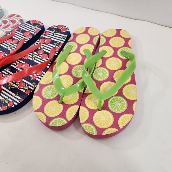Avon Flip Flop Lot Fruit Theme Size Medium Cherry Watermelon Lemon NEW - Picture 3 of 14